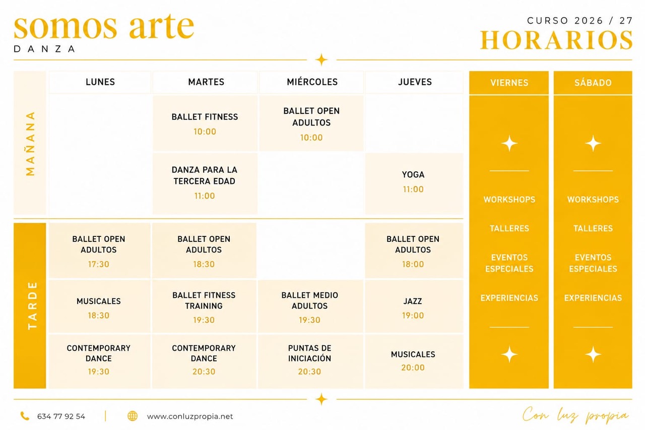 Horario Somos Arte Danza 2026-27